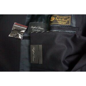Raffaele Caruso Loro Piana S120s Wool Blue Herringbone 2 Pc Suit 42R US NEW